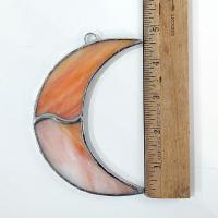Crescent Moon Stained Glass Suncatcher, Yellow Swirled Corsica Glass