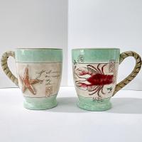 Vintage Susan Winget Shore Thing Ceramic Mugs, Set of 2, Starfish Lobster Ocean Sea Life Nautical Mugs