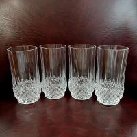 Vintage Cristal D'Arques Longchamp Crystal Highball Glasses, Set of Four, 8 Ounce Tumblers
