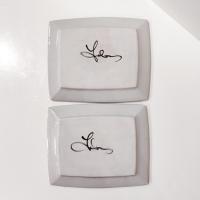 Vintage Abstract Ceramic Plates Trays, Set of Two, Signed Loren Lukens Hand Crafted Artisan Pottery Plates