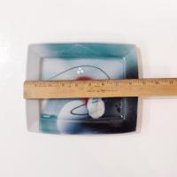 Vintage Abstract Ceramic Plates Trays, Set of Two, Signed Loren Lukens Hand Crafted Artisan Pottery Plates