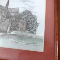 Vintage Loyola College Memorial Chapel Wooden Jewelry Keepsake Box, Martin Barry Ink and Watercolor Art Print