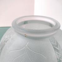 Vintage Frosted and Clear Glass Large Lamp Shade with Floral Daisy and Lattice Design, Art Deco Glass Light Cover