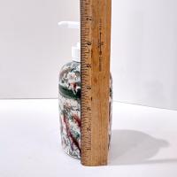 Vintage Ceramic Soap Lotion Dispenser, Green and Maroon Lucaks Pottery Sodus Point New York
