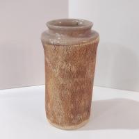 Mitch Lyons Signed Three Figures Ceramic Vase, MCM Rustic Primitive Pottery