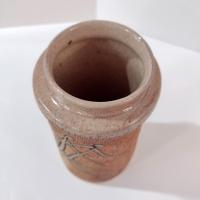 Mitch Lyons Signed Three Figures Ceramic Vase, MCM Rustic Primitive Pottery