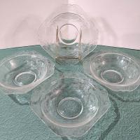 Vintage Indiana Glass Madrid Recollection Cereal Bowls, Set of Four, Pressed Glass Serving Bowls