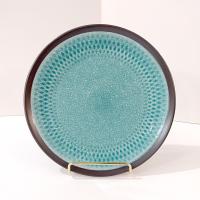 Mikasa Maddox Blue Salad Plate, Teal Blue and Gray Ceramic Salad Snack Plates