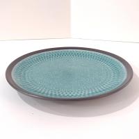 Mikasa Maddox Blue Salad Plate, Teal Blue and Gray Ceramic Salad Snack Plates