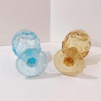 Vintage Wild Rose Madonna Inn Wine Glasses, Set of Two, Amber and Blue Wild Rose Glasses