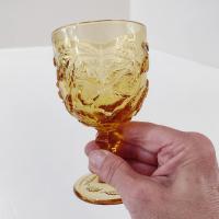 Vintage Wild Rose Madonna Inn Wine Glasses, Set of Two, Amber and Blue Wild Rose Glasses