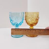Vintage Wild Rose Madonna Inn Wine Glasses, Set of Two, Amber and Blue Wild Rose Glasses