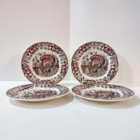 Vintage Johnson Brothers His Majesty Turkey Salad Dessert Appetizer Plates, Set of Four, England 1883 Backstamp