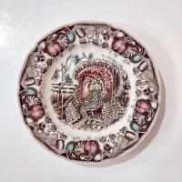Vintage Johnson Brothers His Majesty Turkey Salad Dessert Appetizer Plates, Set of Four, England 1883 Backstamp