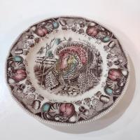 Vintage Johnson Brothers His Majesty Turkey Salad Dessert Appetizer Plates, Set of Four, England 1883 Backstamp