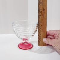 Vintage Pink Swirl Glass Footed Dessert Coupes, Set of Two, Swirled Glass Compotes, Sherbet Bowls