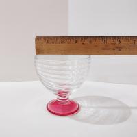 Vintage Pink Swirl Glass Footed Dessert Coupes, Set of Two, Swirled Glass Compotes, Sherbet Bowls
