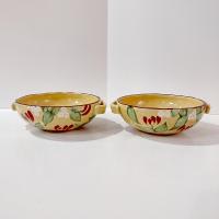 Vintage Artland Margaux Collection Ceramic Coupe Soup Bowls, Set of Two, Tuscan Style Handled Bowls