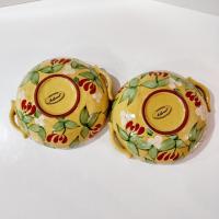 Vintage Artland Margaux Collection Ceramic Coupe Soup Bowls, Set of Two, Tuscan Style Handled Bowls