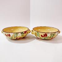 Vintage Artland Margaux Collection Ceramic Coupe Soup Bowls, Set of Two, Tuscan Style Handled Bowls