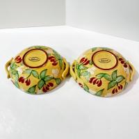Vintage Artland Margaux Collection Ceramic Coupe Soup Bowls, Set of Two, Tuscan Style Handled Bowls