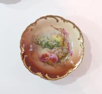 Vintage Royal Munich ZS and C Co Bavaria Marseille Porcelain Fruit Motif Bowls, Set of Five, Antique Scherzer Dessert Bowls