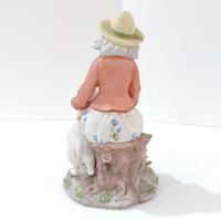 Vintage Girl with Lamb Capodimonte Porcelain Figurine, Signed Gianni Merlo Italian Ceramic Woman Statue, Mary Had a Little Lamb Figure