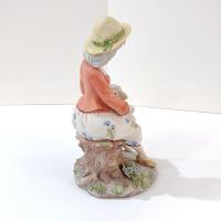 Vintage Girl with Lamb Capodimonte Porcelain Figurine, Signed Gianni Merlo Italian Ceramic Woman Statue, Mary Had a Little Lamb Figure