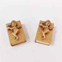 Vintage Cherub Angel with Harp Gold Match Boxes, Set of Two