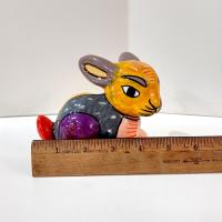 Vintage Hand Painted Mexican Folk Art Ceramic Bunny Rabbit Figurine