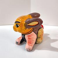 Vintage Hand Painted Mexican Folk Art Ceramic Bunny Rabbit Figurine