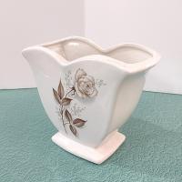 Vintage McCoy Brown Rose Ceramic Heart Double Arch Vase, 1950's Mccoy Pottery