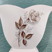 Vintage McCoy Brown Rose Ceramic Heart Double Arch Vase, 1950's Mccoy Pottery