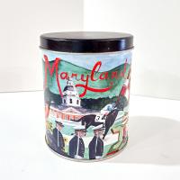 Vintage Maryland Themed Cylinder Tin, Maryland Lover Gift