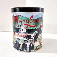 Vintage Maryland Themed Cylinder Tin, Maryland Lover Gift