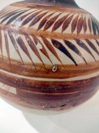 Vintage Tonala Mexican Ceramic Water Jug, Hand Painted Clay Pottery Vase, Mexican Folk Art
