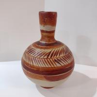 Vintage Tonala Mexican Ceramic Water Jug, Hand Painted Clay Pottery Vase, Mexican Folk Art