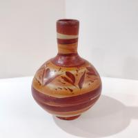 Vintage Tonala Mexican Ceramic Water Jug, Hand Painted Clay Pottery Vase, Mexican Folk Art