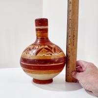 Vintage Tonala Mexican Ceramic Water Jug, Hand Painted Clay Pottery Vase, Mexican Folk Art