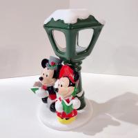 Vintage Mickey and Mini Mouse Caroling Lamp Post Tea Light Holder, Disney Teleflora Ceramic Christmas Candle Holder