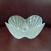 Vintage Mikasa Shell Frosted Glass Salad Fruit Dessert Bowl, Clam Scallop Shell Candy Nut Dish, Beach Decor
