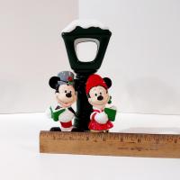 Vintage Mickey and Mini Mouse Caroling Lamp Post Tea Light Holder, Disney Teleflora Ceramic Christmas Candle Holder