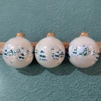 Vintage Mickey Unlimited Disney Christmas Ornaments, Mickey Mouse and Pluto Sledding Glass Christmas Tree Balls Ornaments, Set of 3