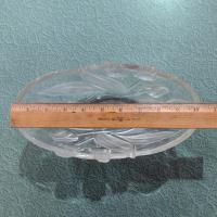 Vintage Mikasa Tulips Satin Oval Decorative Glass Bowl, Frosted Floral Centerpiece Fruit Bowl