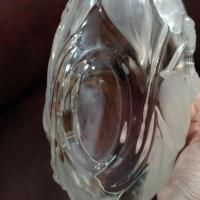 Vintage Mikasa Tulips Satin Oval Decorative Glass Bowl, Frosted Floral Centerpiece Fruit Bowl