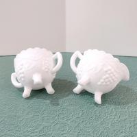 Vintage Imperial Glass Satin Grapes Milk Glass Sugar and Creamer Set