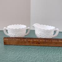 Vintage Imperial Glass Satin Grapes Milk Glass Sugar and Creamer Set