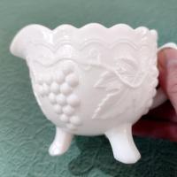 Vintage Imperial Glass Satin Grapes Milk Glass Sugar and Creamer Set