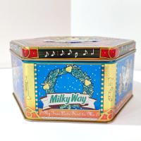 Vintage Milky Way 2000 Limited Edition Partridge in a Pear Tree Hexagonal Tin Storage Container, Holiday Christmas Cookie Tin
