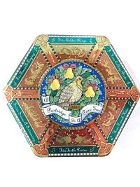 Vintage Milky Way 2000 Limited Edition Partridge in a Pear Tree Hexagonal Tin Storage Container, Holiday Christmas Cookie Tin